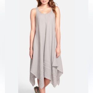 Eileen Fisher Organic Linen Tank Dress Size XL Light Gray Asymmetrical Maxi